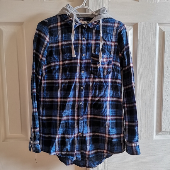 [SOLD]HOODED BLUE FLANNEL - Picture 3 of 4